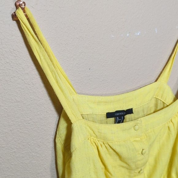 Crop Tops Tanks Womens Medium Yellow Button Down Ruffle Top - Picture 7 of 12